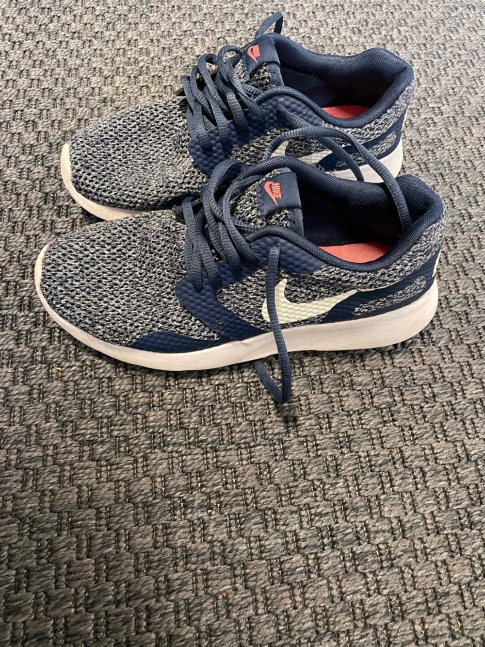 Nike Navy and White Knit Athletic Sneakers